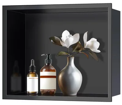 Immagine prodotto di Nicchia in acciaio inossidabile nera, dimensioni 45 x 30 x 10 cm, da incasso a parete, impermeabile