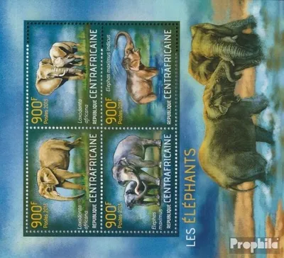 Produktbild von Briefmarken Zentralafrikanische Republik 2013 Mi 4455-4458 Kleinbogen (kompl. Ausgabe) postfrisch Elefanten