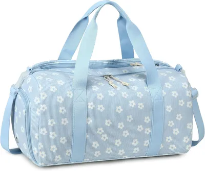 Image de Sac de sport, sac de bain, 46 x 22 x 23 cm, bleu avec des motifs floraux, pour enfants, idéal pour la piscine