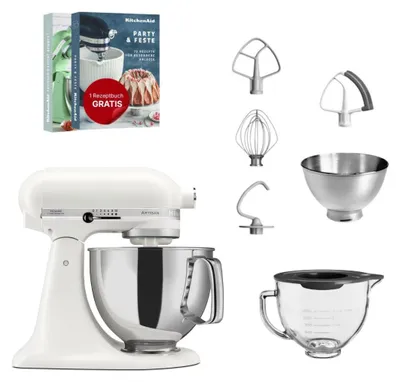 Produktbild von KitchenAid 4,8 L 5KSM175 Artisan Küchenmaschine Glasset mit Glasschüssel Porcelain White