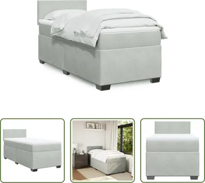 Produktbild von The Living Store Boxspringbett mit Matratze Hellgrau 100x200 cm Samt