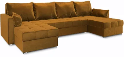 Produktbild von Masseno Ecksofa NAKO mit Schlaffunktion U-Form, Sofa mit Bettkasten, Wohnzimmersofa, Couch, Soffa, Bettsofa, Couchgarnitur- Gelb, KRONOS 01