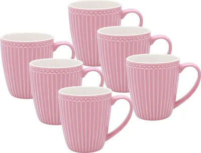Produktbild von Greengate Alice Becher mit Henkel dusty rose 0,4 l Set6