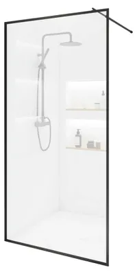 Produktbild von HOME DELUXE - Duschabtrennung - BAKI - Breite: 110 cm, Schwarzer Rahmen, Klarglas, 2 Raster Optik - 10 mm ESG - Sicherheitsglas I Walk in Dusche, Duschwand, Duschtür