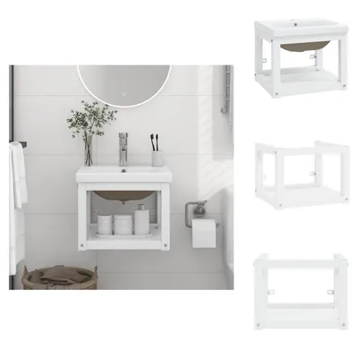 Image de vidaXL Support de lavabo de salle de bain avec lavabo blanc fer - lavabos de salle de bain