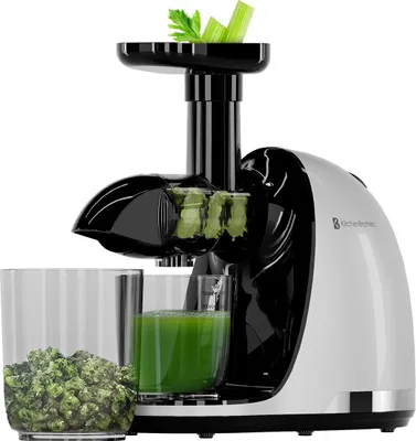Produktbild von KitchenBrothers Slow Juicer - Entsafter - Obst- und Gemüsepresse - 700ml - Mit Fruchtfleischbehälter - Weiß