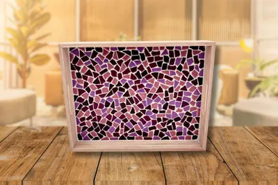 Produktbild von Little Creations Mosaik Tablett DIY Set altrosa Bastelset für Erwachsene