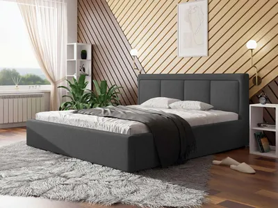 Obrázek produktu pro Manželská postel s úložným prostorem a roštem 180x200 GOSTORF 3 - tmavá šedá