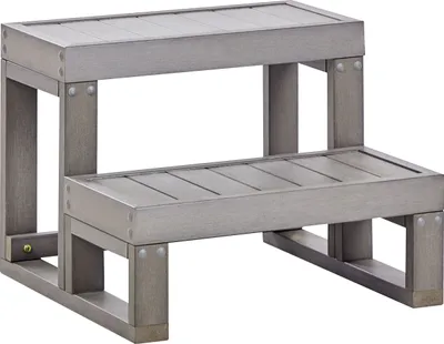 Produktbild von BELIANI Whirlpool Outdoor Treppe Grau Kunststoff mit 2 Stufen Kufengestell Freistehend Modernes Design Einstiegstreppe Einstiegshilfe für Jacuzzi Spa