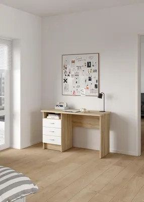 Image de Tvilum Function Table d'ordinateur Bureau Table de bureau Chêne structuré / Blanc