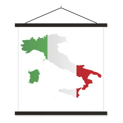 Obrázok produktu pre MuchoWow® Textilný plagát - Mapa Talianska s vlajkou - 40x40cm - S čiernymi lamelami