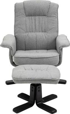 Produktbild von Relaxsessel CHARLY mit Hocker drehbar neigungsverstellbar grau/schwart [Max. Belastbarkeit 100 kg] für Wohnzimmer, TV-Sessel Fernsehsessel mit Liegefunktion Polstersessel und Hocker