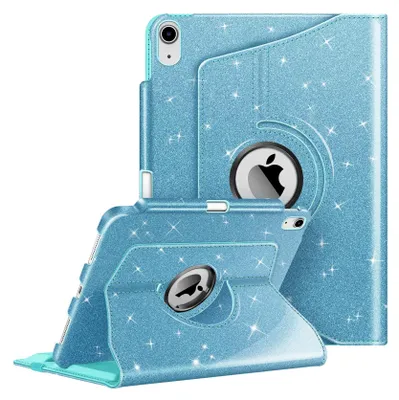 Produktbild von Fintie Hülle für iPad 11 Generation 11 Zoll 2025 (A16), iPad 10 Generation 10.9 Zoll 2022 mit Pencil Halter - Schutzhülle Cover mit 360 Grad drehbarem Ständer und Auto Schlaf/Wach, Glitzer Blau