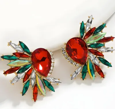 Image de Boucles doreilles ER-38840 en Or et Multicolore avec Cristaux Éclatants KP38840