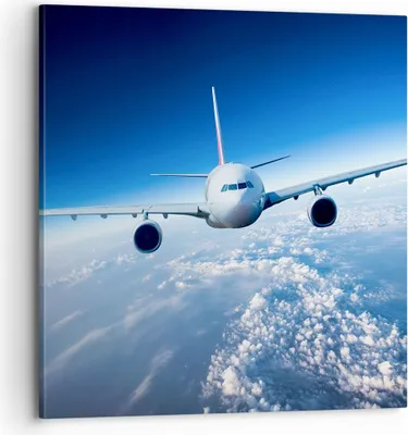 Produktbild von Bild auf Leinwand - Leinwandbild - Flugzeug himmel wolken flug - 70x70cm - Wand Bild - Wanddeko - Leinwanddruck - Bilder - Kunstdruck - Wanddekoration - Leinwand bilder - Wandkunst - AC70x70-2723