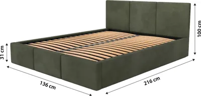 Produktbild von Muralo POLSTERBETT für Schlafzimmer Polsterbett mit Bettkasten und Gasdruckfeder Bett mit Polsterkopfteil Bett 120x200 Bett mit Stauraum Khaki