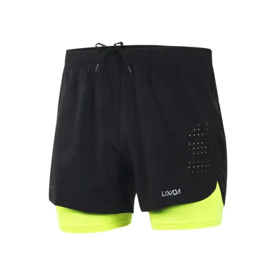 Produktbild von 2-in-1 Laufshorts für Herren, schnelltrocknend, atmungsaktiv, für aktives Training, Joggen und Radfahren mit längerem Innenfutter M