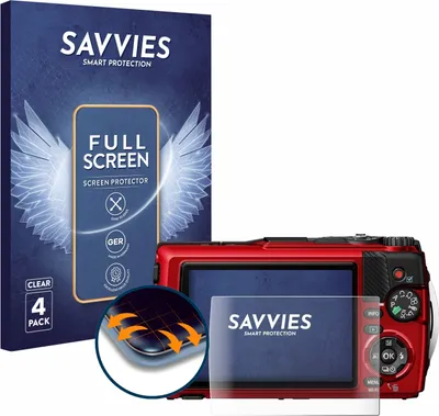 Produktbild von 4x Savvies Fullscreen Schutzfolie für Olympus OM System Tough TG-7 Displayschutz Folie Fullcover Klar Transparent