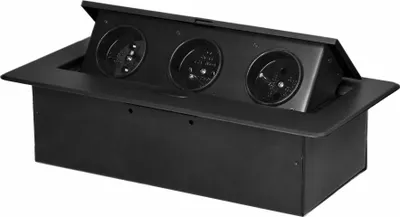 Obrázok produktu pre CB Elektro Nábytková zásuvka zapustená s plochou frézovanou hranou, 3x2P+E, čierna