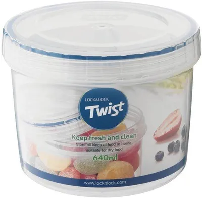 Zdjęcie produktu dla Pojemnik do przechowywania 0,64 l - Okrągły pojemnik do przechowywania żywności - Możliwość układania w stos - Hermetyczny - Oszczędza miejsce - Uszczelka silikonowa