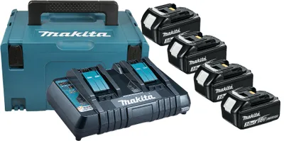 Produktbild von Makita Power Source Kit 18 V mit 4x BL 1830 B Akku 3,0 Ah + DC 18 RD Doppelladegerät ( 197720-6 ) + Makpac