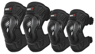 Produktbild von Motorradschutzkleidung, Knie- und Ellbogenschützer, atmungsaktiver Komfort, schwarz, M