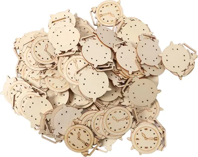 Produktbild von 100 Stück unvollendete hölzerne Wecker-Ausschnitte, DIY, innovative handbemalte Holzscheiben für Kinder, Basteln, Heimdekoration