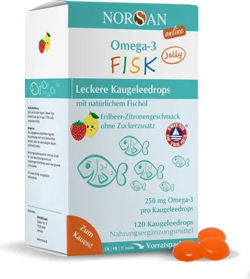 Produktbild von NORSAN Omega-3 Kids Jelly leckere Kaugeleedrops, 120 St. Gummidrops
