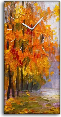 Produktbild von Dekor Leinwand Uhr Wandbilder 30x60 Gemälde Abstrakte Wald Bäume Blätter Herbst - weiße Hände