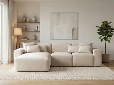 Produktbild von GrainGold Ecksofa L-Form Links Leni - Ecksofa fürs Wohnzimmer - Moderne Ecksofa, Wohnzimmer Ecksofa - Eckcouch Beige (Komodo 11)