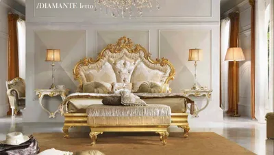 Produktbild von Klassisches Bett Barock Rokoko Hotel Betten Polsterbett Doppelbett 180x200cm