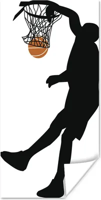 Produktbild von MuchoWow® Poster Eine Illustration einer Basketball-Silhouette, die den Ball eintaucht 20x40 cm - Plakat - Foto