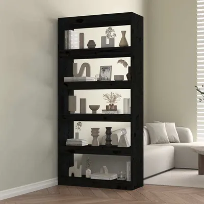 Produktbild von vidaXL Bücherregal/Raumteiler Schwarz 80x30x167,4 cm Massivholz Kiefer - Bücherschrank - Bücherschränke - Bücherregal - Aufbewahrungsschrank