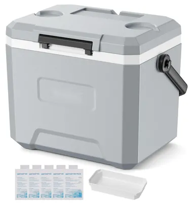 Produktbild von Kühlbox 16 L - Passiver Kühlbehälter - 48 Stunden Kühlleistung - Mit Eisspeicher - Ultraleicht - Mit Tragegriff - Ohne Strom - Für Camping & Festival