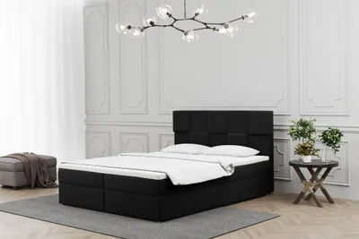 Produktbild von Boxspringbett Schlafzimmerbett JOLIE 180x220cm in Stoff Matt Velvet Schwarz