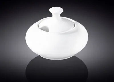 Zdjęcie produktu dla Cukiernica Wilmax z pokrywką, 550 ml, biała porcelana, WL-995030/A