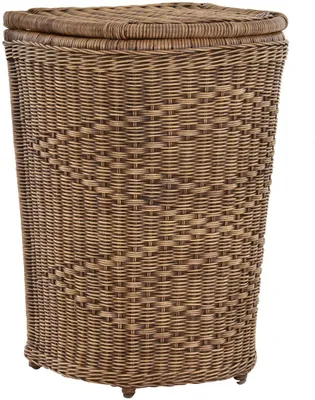 Zdjęcie produktu dla KRINES HOME Szlachetny rattanowy kosz na pranie Kosz na pranie z pokrywą Kosz do przechowywania prania z kleszczami Pojemnik na pranie (vintage brązowy)
