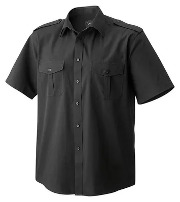 Produktbild von Herren Pilotenhemd halbarm schwarz, Größe 47/48 : 48 : schwarz : 60% Baumwolle 40% Polyester