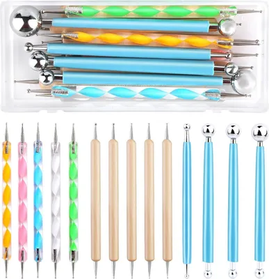 Image de Set d'outils de poinçonnage 14 pièces Dotting Tools pour pierres & Nagel Art