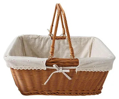 Image de Panier de pique-nique tissé à la main, avec doublure