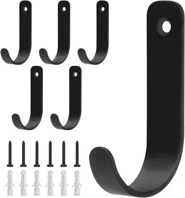 Produktbild von Ibenzoa® Set von 6 stabilen schwarzen Wandhaken für vielseitige Verwendung im Haus
