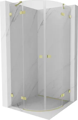 Image de Cabine de douche pivotante semi-circulaire Mexen Lunar 90 x 90 cm, transparent, or brossé - 833-090L-090P-55-00