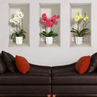 Produktbild von 3D-Aufkleber mit Frühlingsorchideenblüten, 80 x 120 cm