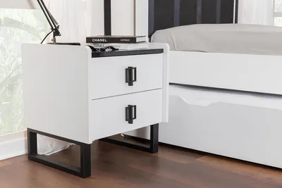 Immagine prodotto di Elegante comodino bianco Cassettiera in legno di design Console da letto