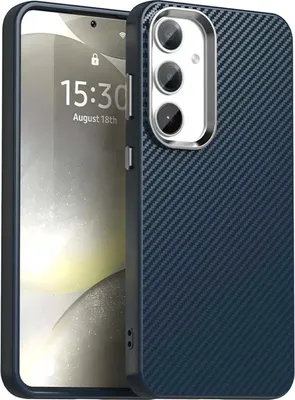 Productafbeelding van Hoesje voor Samsung Galaxy S25/S24 - Achterkant Phonesta IMD Carbon Fiber - Donkerblauw