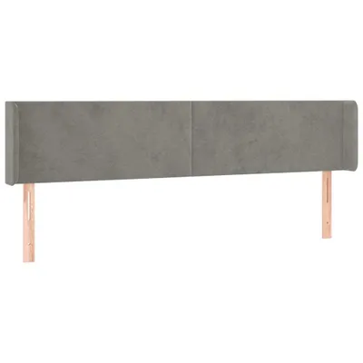 Produktbild von vidaXL Kopfteil mit Ohren Hellgrau 203x16x78/88 cm Samt