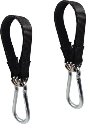 Produktbild von 2 Stück Schwarz Hängematte Befestigung, Hängematten Befestigung Swing Hanging Kit Schaukel Befestigung Schaukel Aufhängung, mit 2 Karabinern und 2 D Ringen für Schaukel Hängesessel