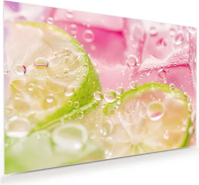 Produktbild von Glasbild 75x50cm in XXL für Wohnzimmer, Schlafzimmer Motiv Limetten Spritzer