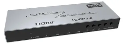 Image de INF Séparateur HDMI Multiview 4-en-1 4K 3840x2160 Boîtier Aluminium avec Télécommande IR