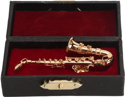 Zdjęcie produktu dla Broszka z instrumentem muzycznym, modna miniaturowa broszka saksofon z czerwoną aksamitną podszewką